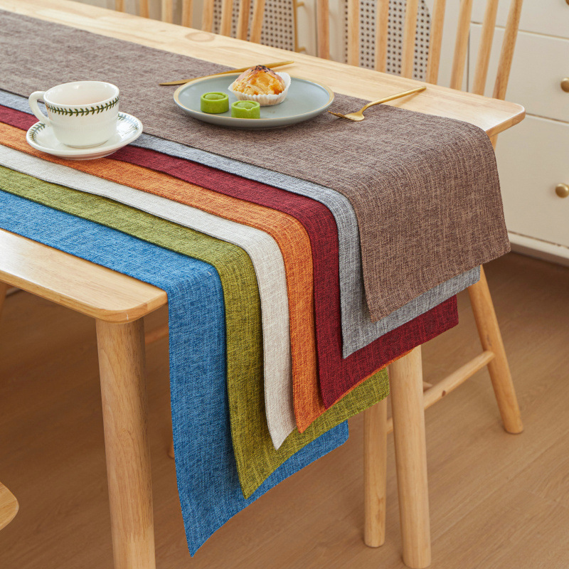 Linen Table Runner - New Thick Linen Solid Color Light