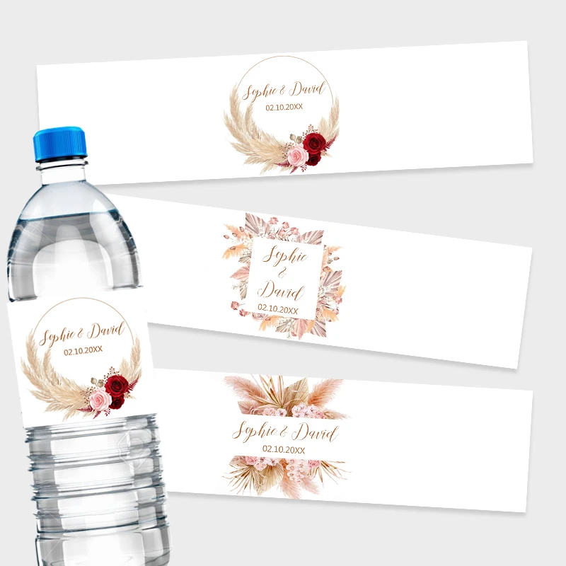Pampas Grass Decor - 30pcs Pampas Grass Design Bottle Wraps