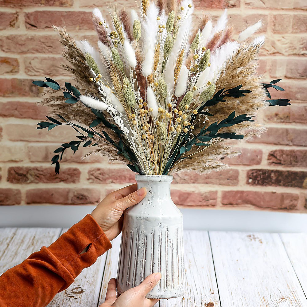 Pampas Grass Decor - 100pcs Dried Pampas Grass Bouquet Rabbit