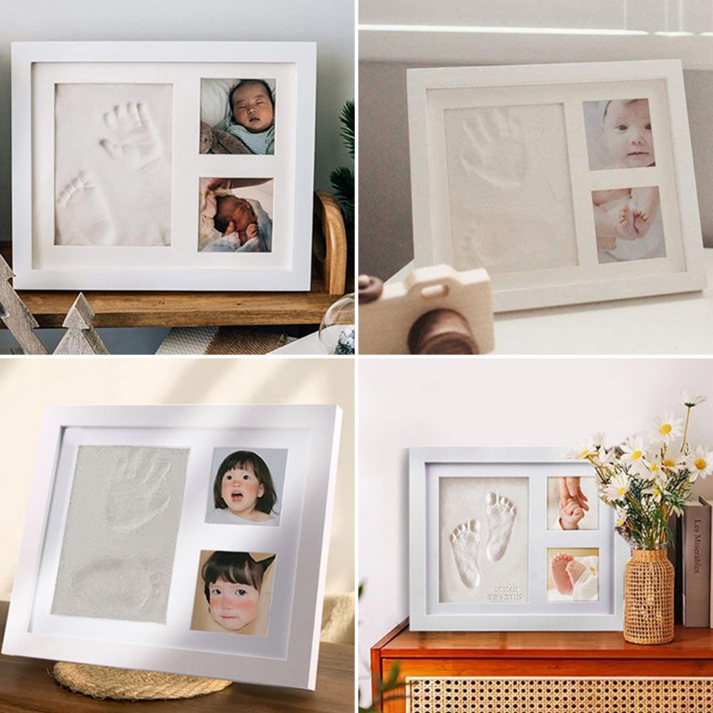Bamboo Photo Frame - Imprint Clay Baby Hand and Footprints