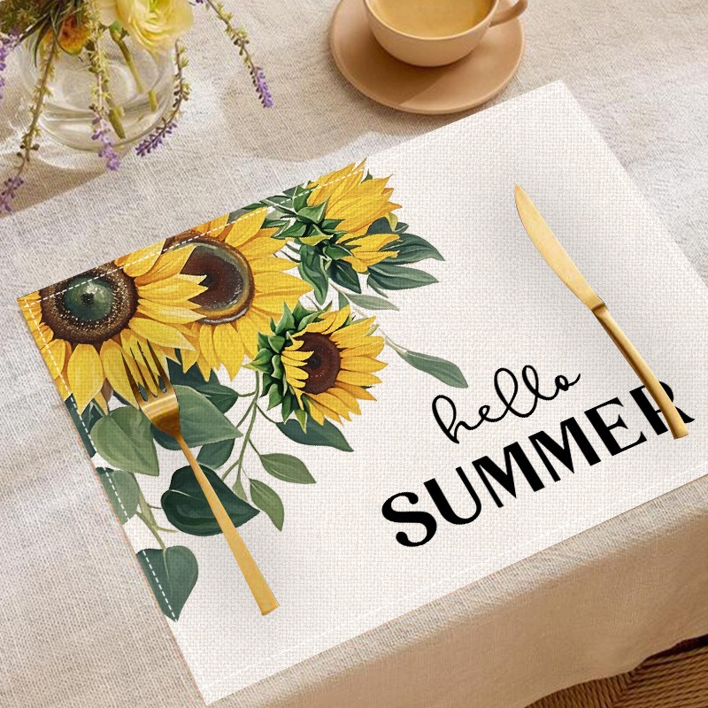 5PCS Spring Summer Floral Sunf - Linen Table Runner review and price