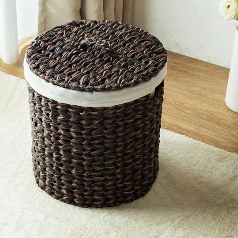 Lined Coffee Brown Storage Bin - Rattan Plant Basket review and price
