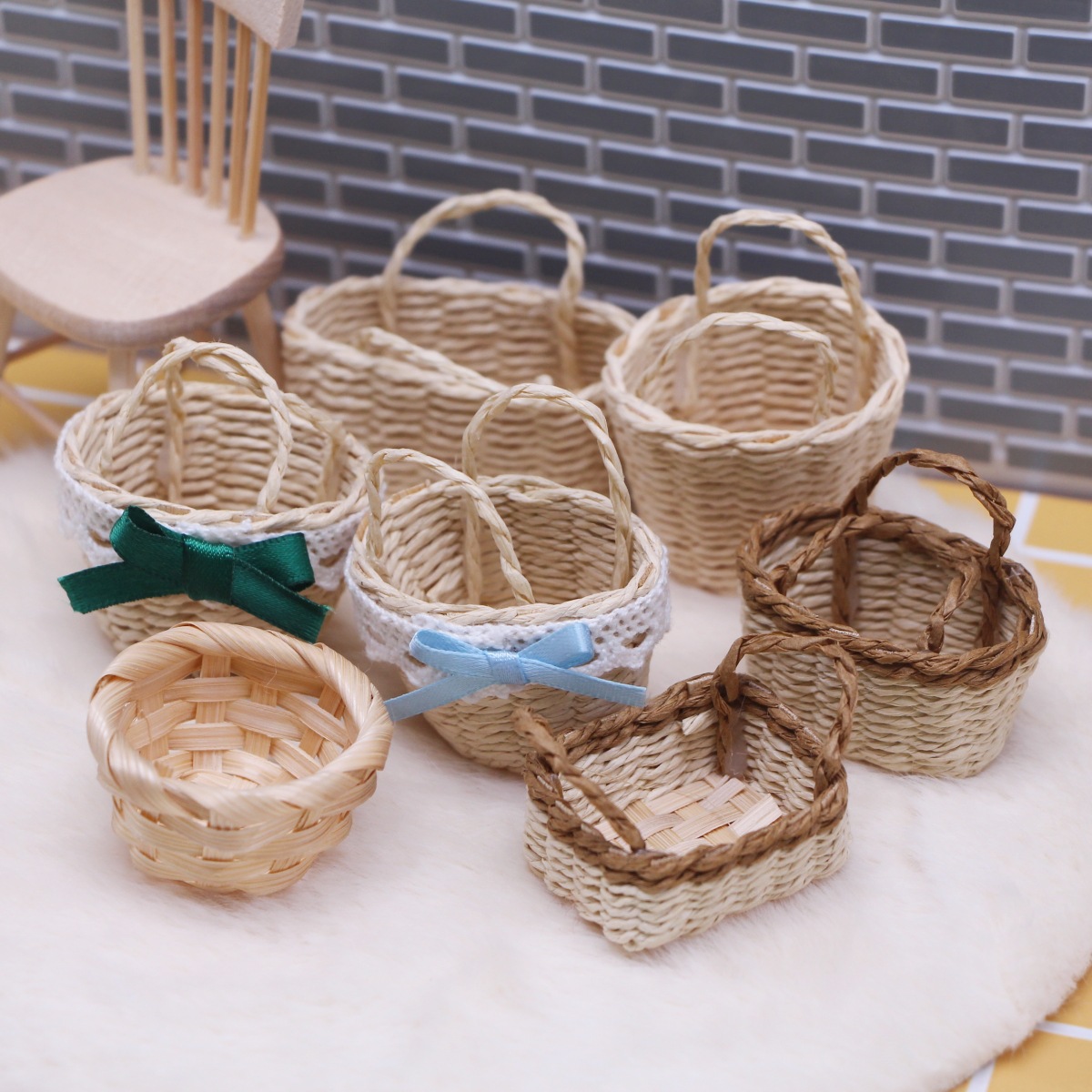 1Pc Dollhouse Handwoven Lafite - Rattan Plant Basket review and price