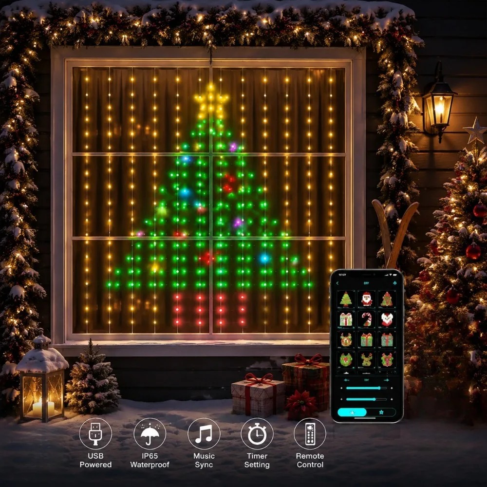LED Pixel Curtain Lights Bluet - Home Decor Free App review and price