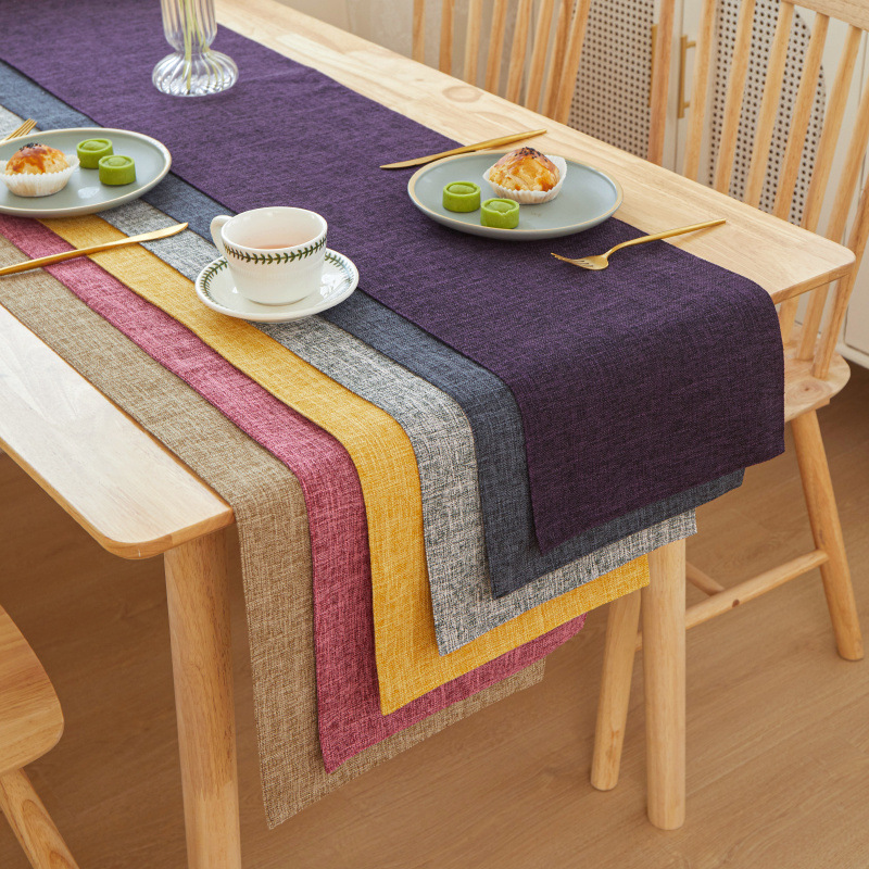 New Thick Linen Solid Color Li - Linen Table Runner review and price