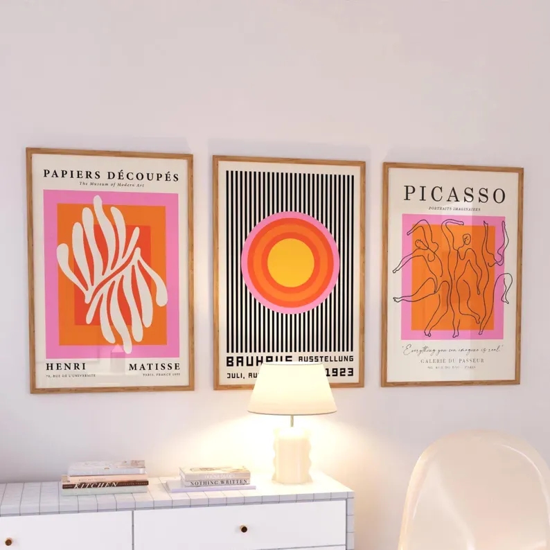 3pcsModern Orange  Bauhaus And - Home Decor Theme review and price