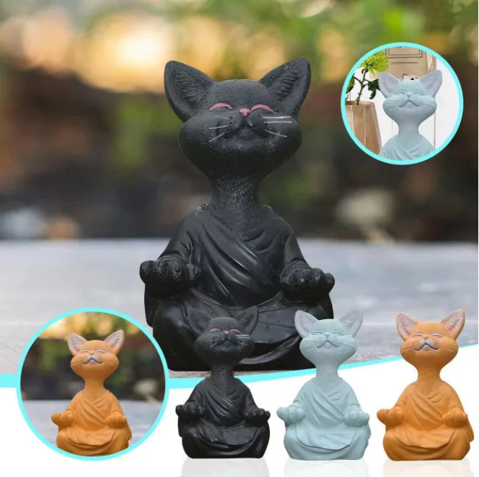 Meditation Cat Sculpture Garde - Home Decor Za review and price