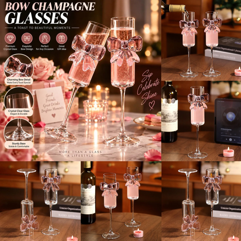 Wedding Bow Y2K Wine Glasses C - Home Decor Y2K review and price