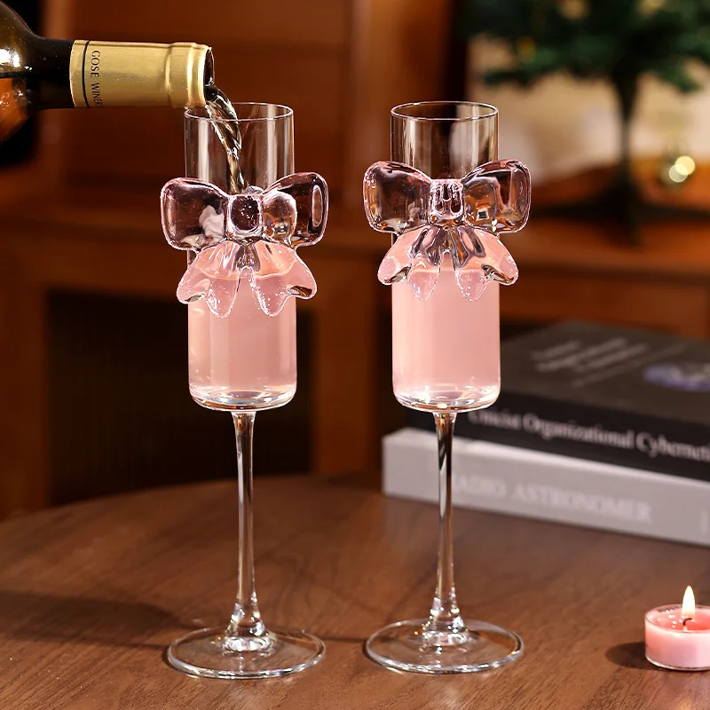 Wedding Bow Y2K Wine Glasses C - Home Decor Y2K review and price