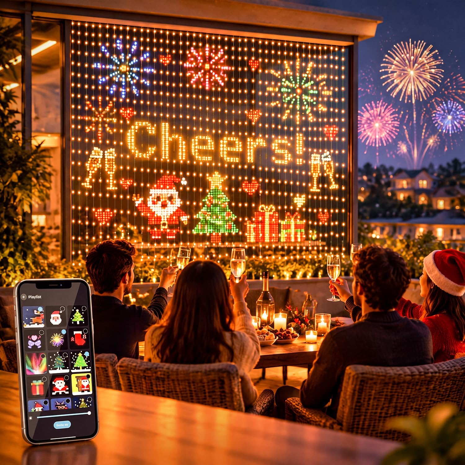 RGB Christmas Curtain Lights,  - Home Decor Free App review and price