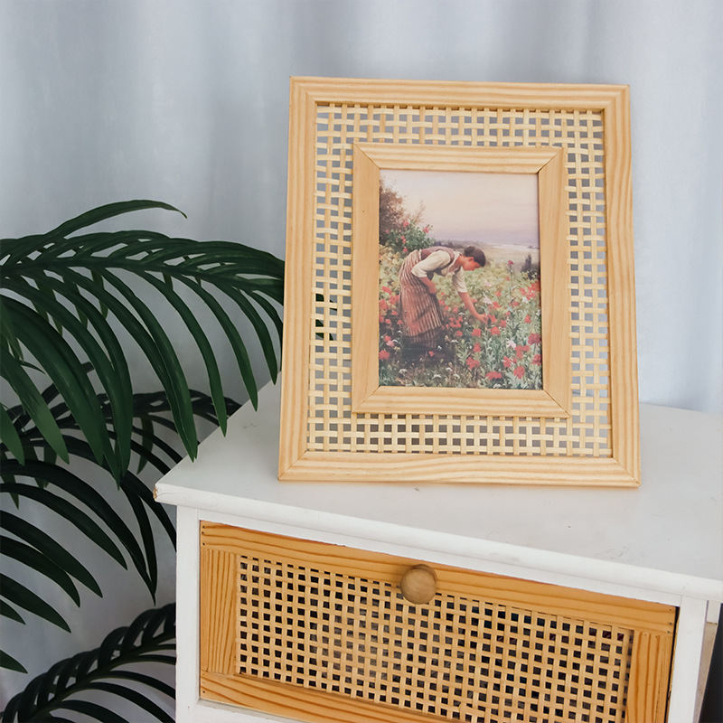 Nordic Solid Wood Rattan Woven - Bamboo Photo Frame review and price