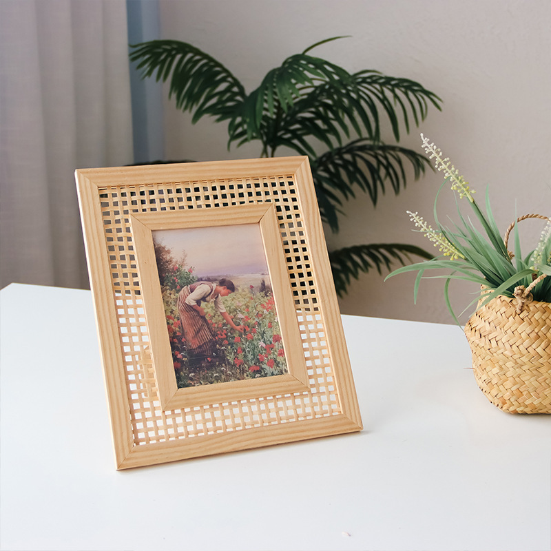 Nordic Solid Wood Rattan Woven - Bamboo Photo Frame review and price