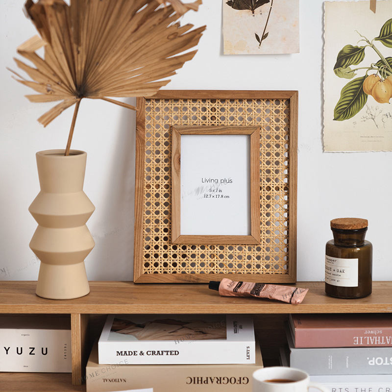 Nordic Solid Wood Rattan Woven - Bamboo Photo Frame review and price