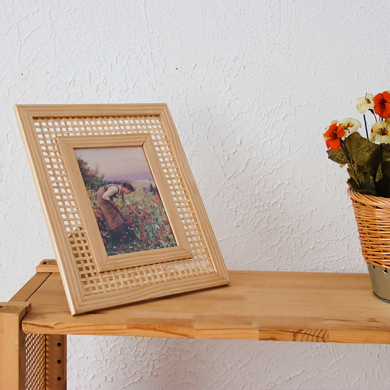 Nordic Solid Wood Rattan Woven - Bamboo Photo Frame review and price