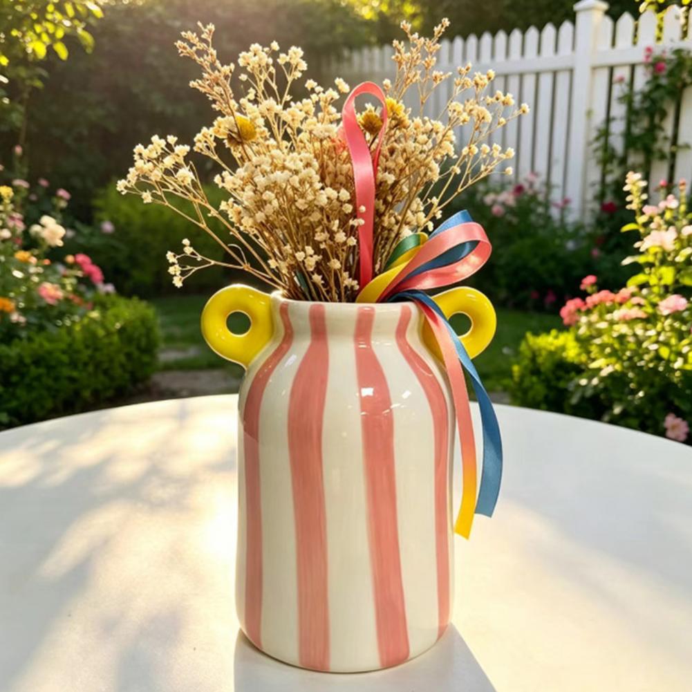 Ceramic Striped Flower Vase wi - Pampas Grass Decor review and price