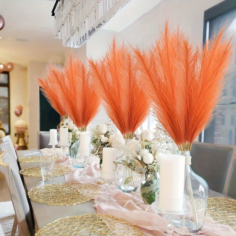 10pcs Vivid Orange Pampas Gras - Pampas Grass Decor review and price